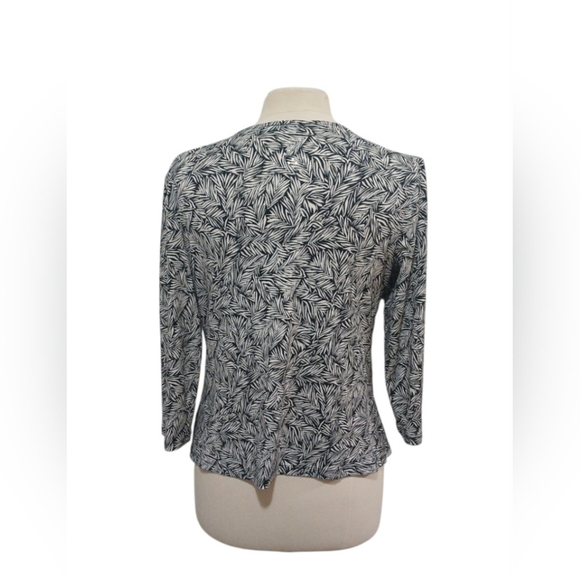 MSK Black and White Patterned Blouse With Sequtns - Picture 2 of 6